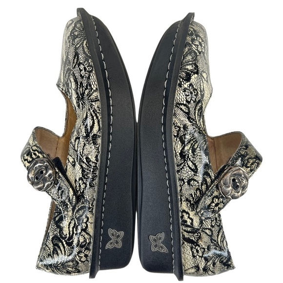 Alegria Paloma Women's Black & Beige Lace Mary Jane Shoes - Picture 2 of 16